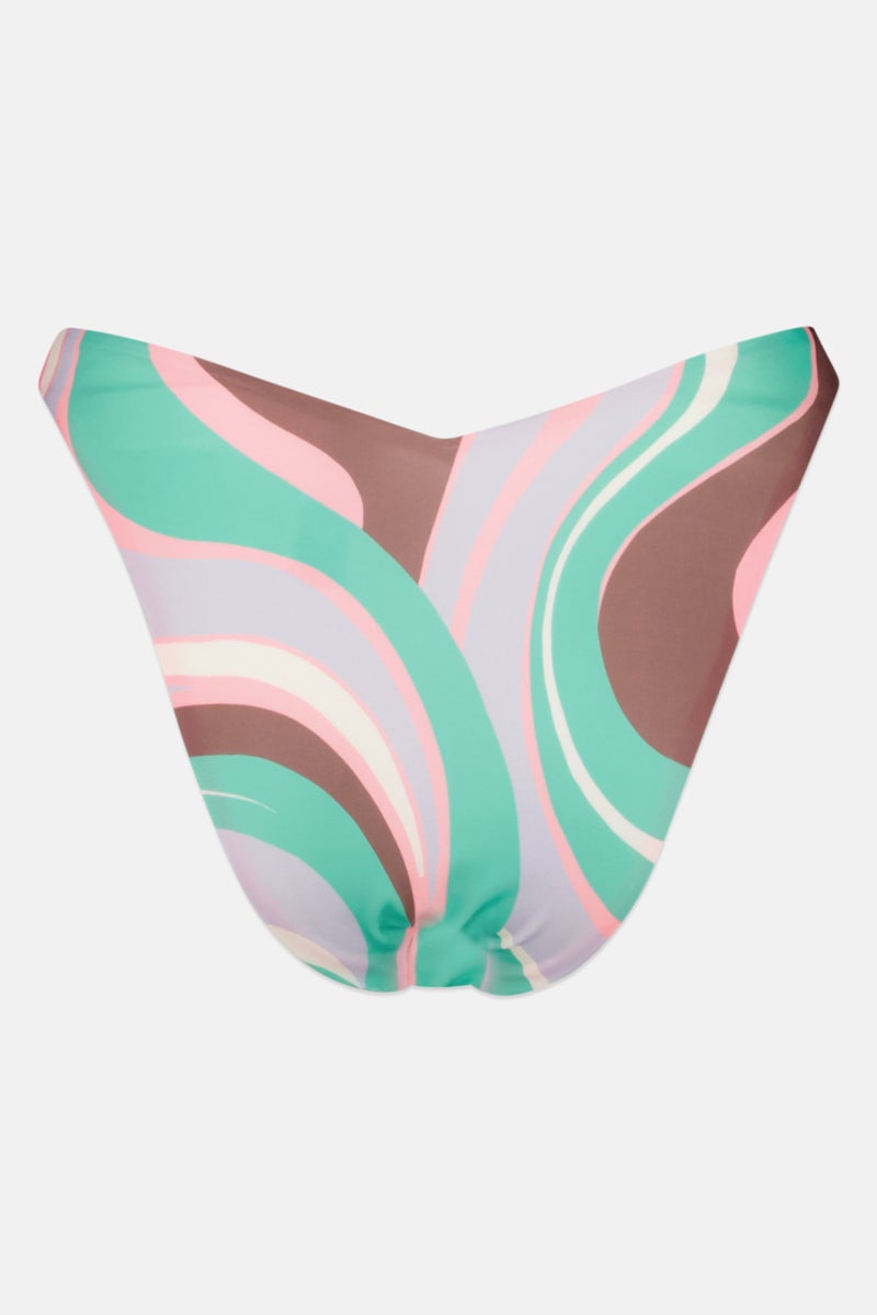 ASOS Women Abstract Print Bikini Bottom, Lilac/Green Combo - Image 2
