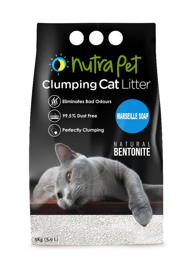 نوترابت رمل قطط مدمج ومتكتل من نوترابيت بنتونيت مارسيلا سوب أبيض 5 كجم - Image 1