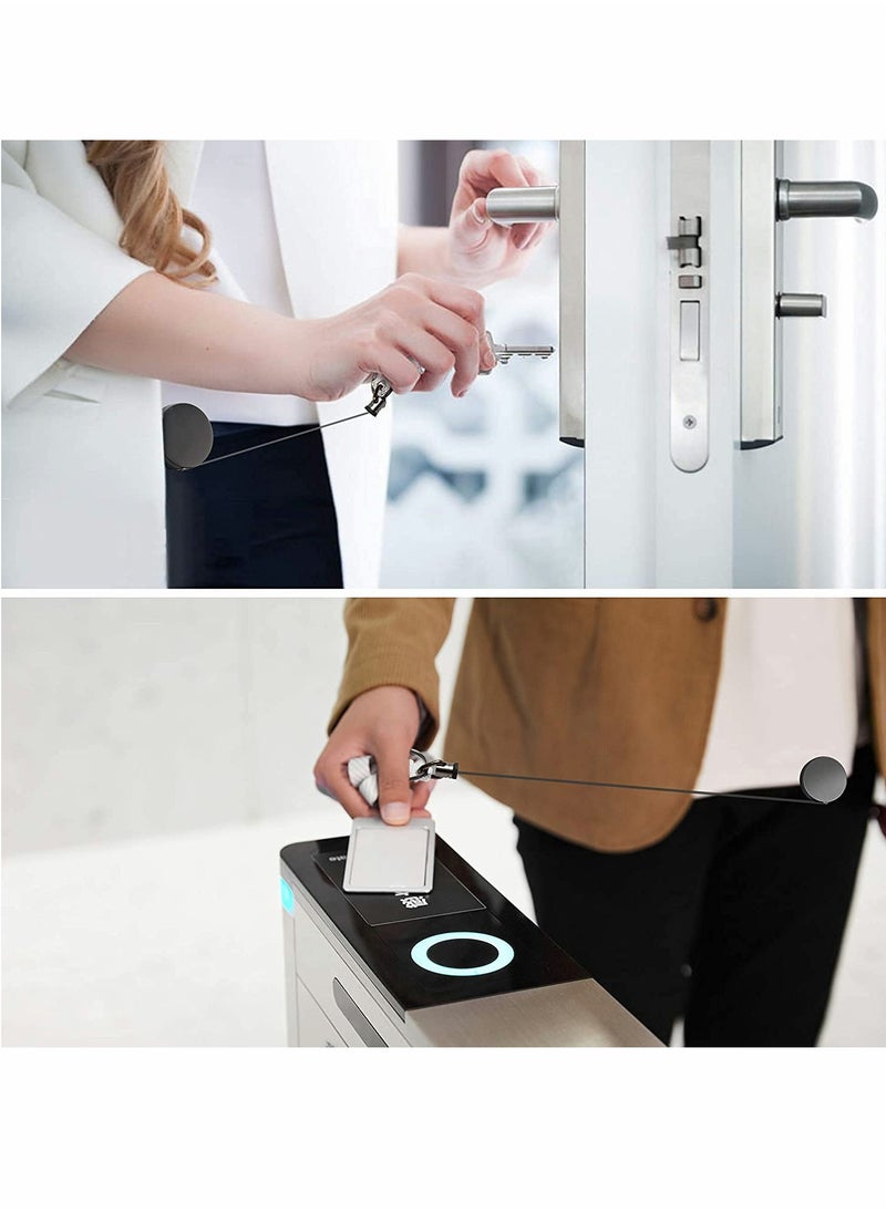 Excefore - 2 Pcs Heavy Duty Retractable Badge Holder Reel, Metal ID Badge Holder with Belt Clip Key Ring for Name Card Keychain - Image 1