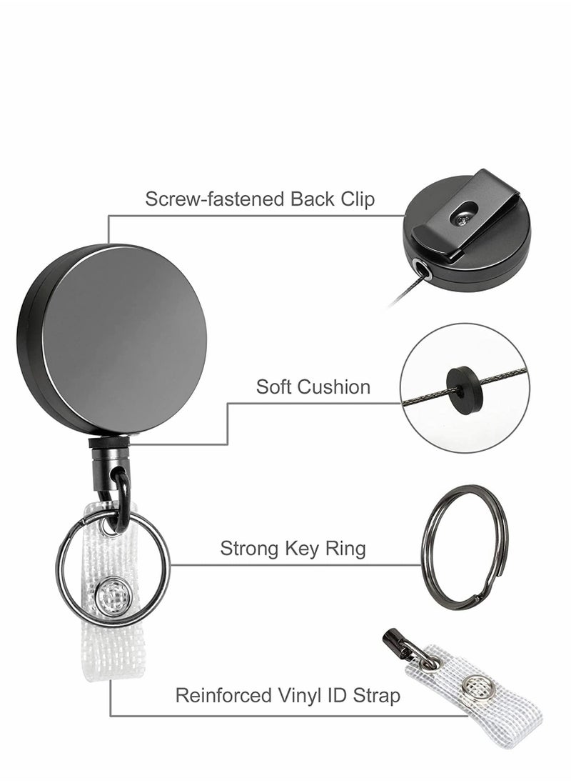 Excefore - 2 Pcs Heavy Duty Retractable Badge Holder Reel, Metal ID Badge Holder with Belt Clip Key Ring for Name Card Keychain - Image 1