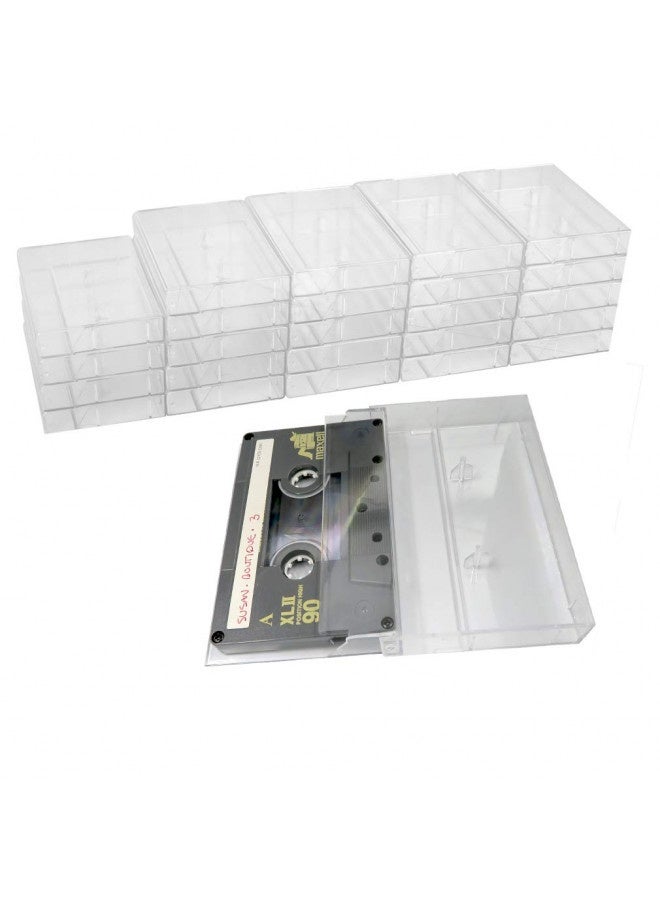 Evelots إيفيلوتس 25 عبوة من صناديق أشرطة الكاسيت - تخزين بلاستيكي شفاف - صوتي - بدون خدوش/أوساخ - Image 5