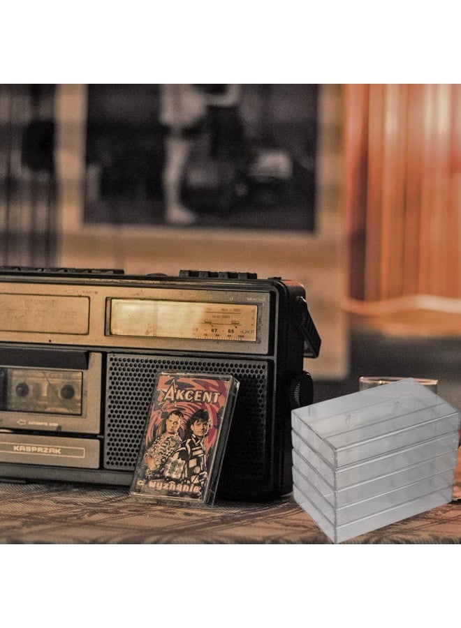 Evelots إيفيلوتس 25 عبوة من صناديق أشرطة الكاسيت - تخزين بلاستيكي شفاف - صوتي - بدون خدوش/أوساخ - Image 4