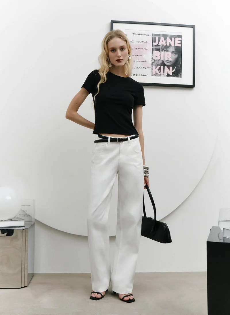 Lichi Cropped fitted jersey T-shirt