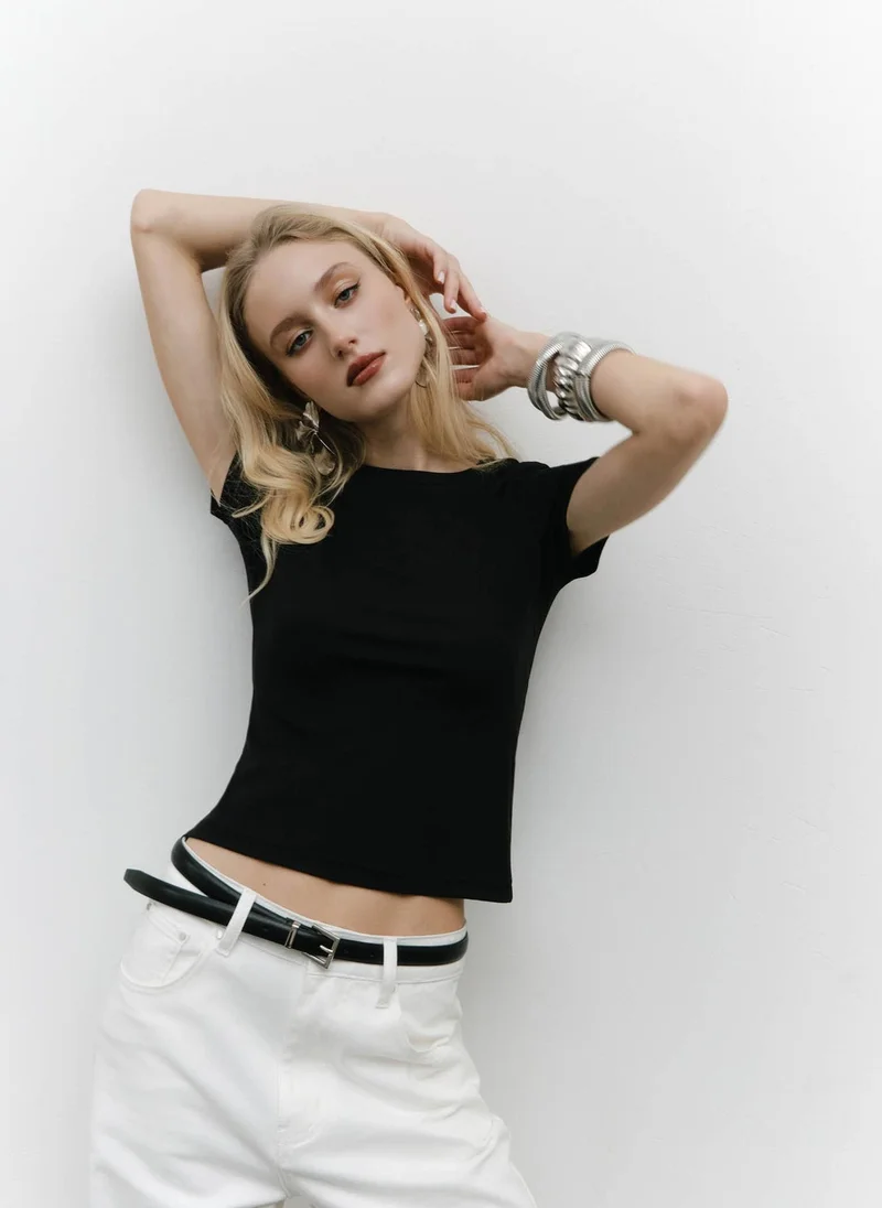 Lichi Cropped fitted jersey T-shirt