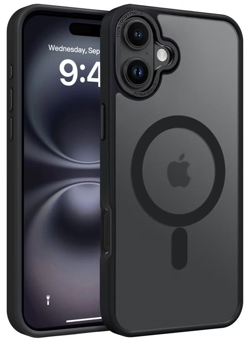 جيكومو غطاء خلفي مغناطيسي لحافظة آيفون 16 MagSafe ، 【حماية كاملة ضد الصدمات】 ظهر شفاف غير لامع ، غطاء هاتف نحيف مع مغناطيس قوي لهاتف Apple 16 (2024) (أسود) - Image 1