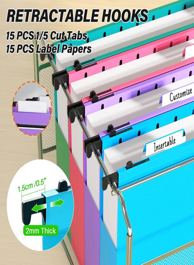 Ansook Extra Capacity Black Pink Plastic Hanging File Folders Letter Size, 12 Pack 2 Inch Expandable Hanging Folder w/Reinforced Bottom Flat Piece, Side Seal Hanging Folders for for Filing Cabinet - Image 3