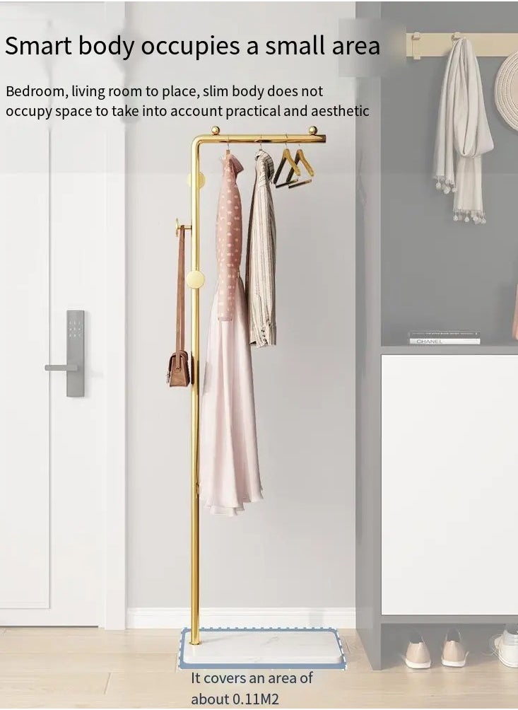 Y&D - Metal Coat Rack Gold Coat Rack Freestanding with 3 Hooks and Marble Base Floor-standing Coat Stand Floor Hanger 170CM - Image 1