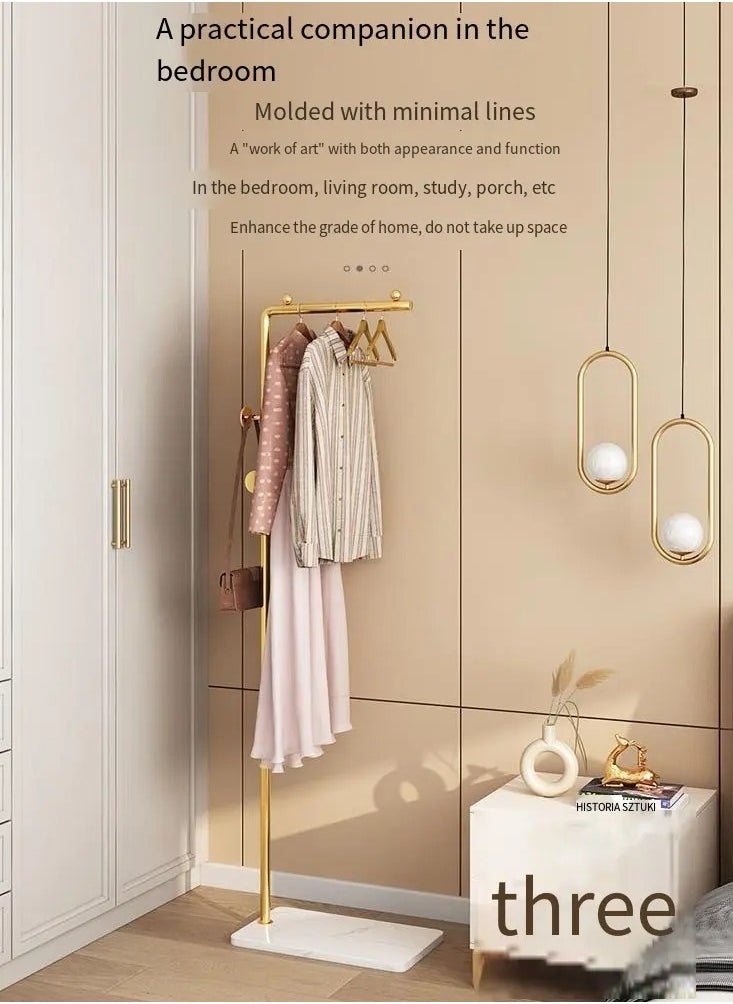 Y&D - Metal Coat Rack Gold Coat Rack Freestanding with 3 Hooks and Marble Base Floor-standing Coat Stand Floor Hanger 170CM - Image 1