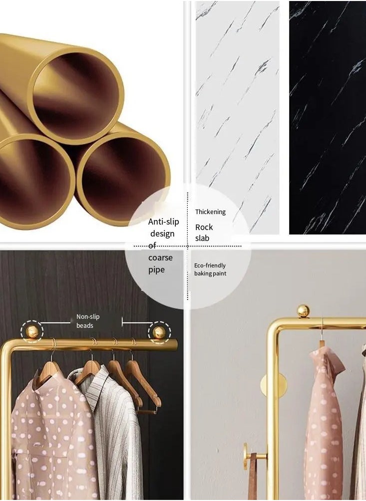 Y&D - Metal Coat Rack Gold Coat Rack Freestanding with 3 Hooks and Marble Base Floor-standing Coat Stand Floor Hanger 170CM - Image 1