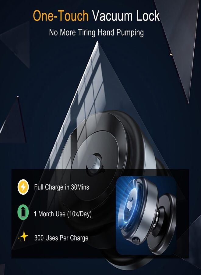 نواكيي حامل هاتف مغناطيسي كهربائي قابل للتعديل بزاوية 360 درجة قابل للتعديل، حامل هاتف مغناطيسي للهاتف الخلوي بدون استخدام اليدين للسيارة/الصالة الرياضية/المرآة/السطح الأملس، متوافق مع ماغسيف آيفون، أسود - Image 2