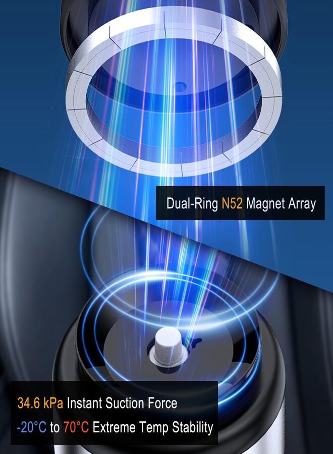 نواكيي حامل هاتف مغناطيسي كهربائي قابل للتعديل بزاوية 360 درجة قابل للتعديل، حامل هاتف مغناطيسي للهاتف الخلوي بدون استخدام اليدين للسيارة/الصالة الرياضية/المرآة/السطح الأملس، متوافق مع ماغسيف آيفون، أسود - Image 5