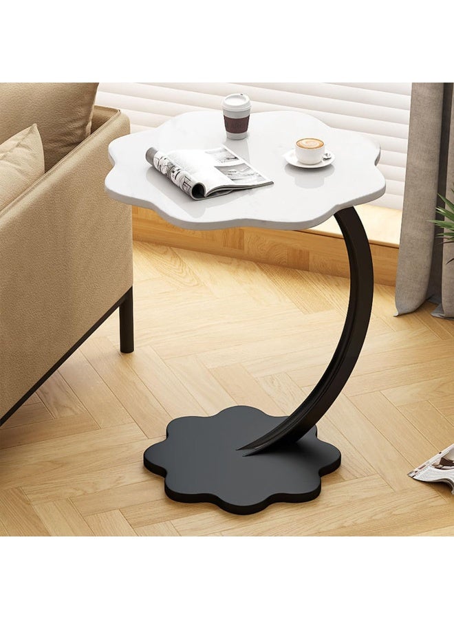DubaiGallery Space-Saving C-Shaped Side Table, Modern Accent Table with Marble Look - Image 2