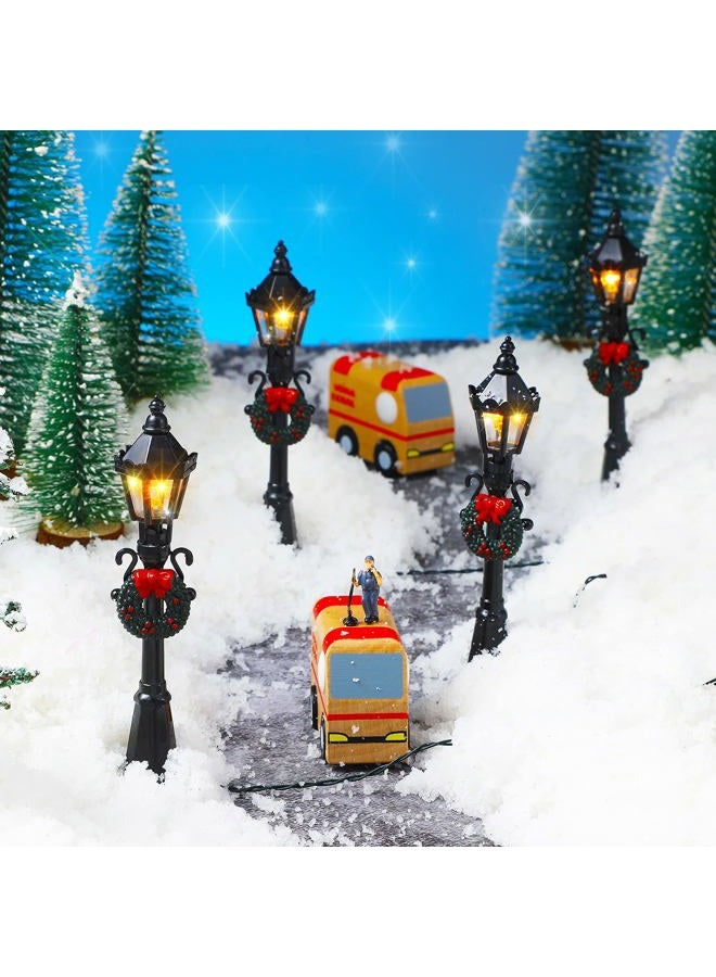 Mudder 4 Pieces Mini Christmas Lamp Post Village Fairy Lamp Train Lantern Lamp Miniature Street Lamp Decorative Street Lights for DIY Dollhouse Village Pathway Post Light Accessories (Classic Style) - Image 4