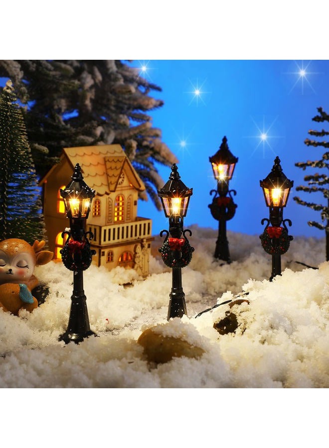 Mudder 4 Pieces Mini Christmas Lamp Post Village Fairy Lamp Train Lantern Lamp Miniature Street Lamp Decorative Street Lights for DIY Dollhouse Village Pathway Post Light Accessories (Classic Style) - Image 5