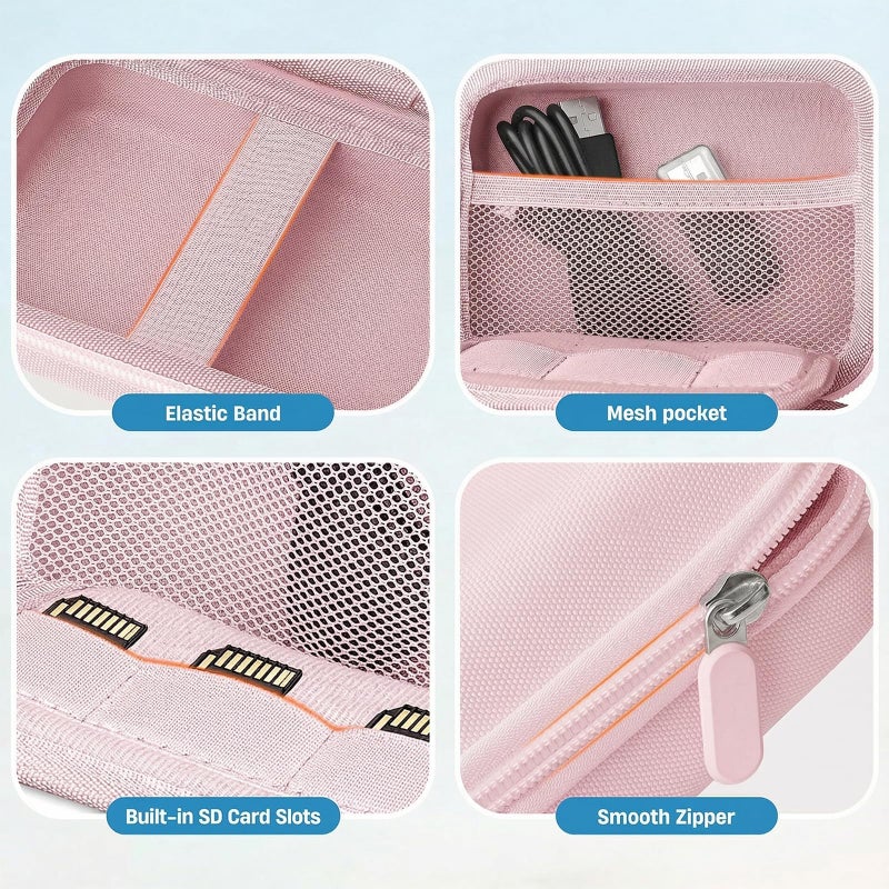 Roseliya Digital Camera Case Compatible with CAMKORY Digital Point and Shoot/for KODAK PIXPRO FZ45/55 16MP Vlogging/for VAHOIALD FHD 1080P/for IWEUKJLO/for Nsoela, Holder for SD Card More (Pink) - Image 5