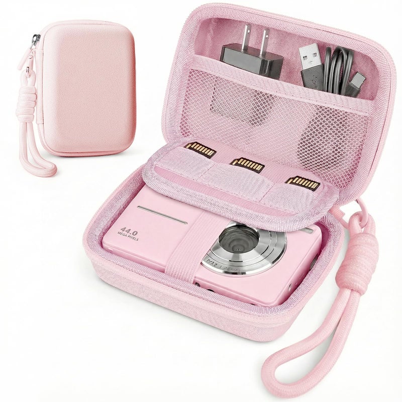 Roseliya Digital Camera Case Compatible with CAMKORY Digital Point and Shoot/for KODAK PIXPRO FZ45/55 16MP Vlogging/for VAHOIALD FHD 1080P/for IWEUKJLO/for Nsoela, Holder for SD Card More (Pink) - Image 1