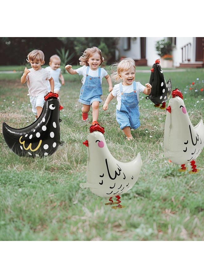 Hokilands 4D Chicken Balloon Walking Farm Animals Balloon Cute Air Walker Chick Balloon, 4 Pack White Walk Chicken Foil Balloons Fun Pet Animal Balloon For Easter Birthday Baby Shower Wedding BBQ Decorations - Image 5