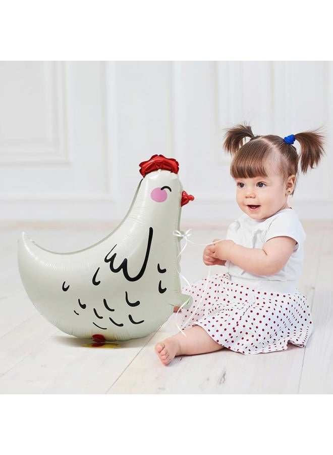 Hokilands 4D Chicken Balloon Walking Farm Animals Balloon Cute Air Walker Chick Balloon, 4 Pack White Walk Chicken Foil Balloons Fun Pet Animal Balloon For Easter Birthday Baby Shower Wedding BBQ Decorations - Image 3