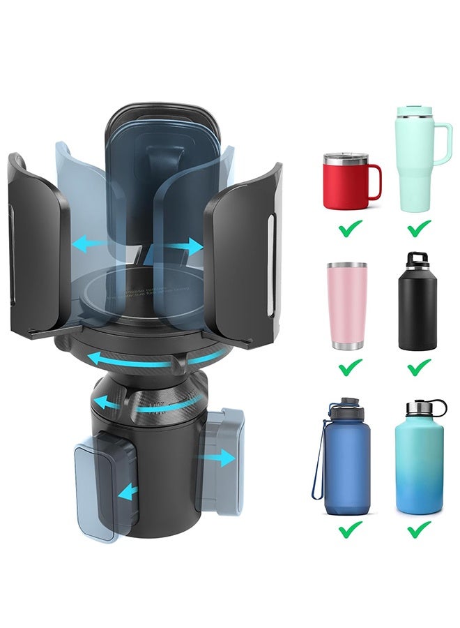 Cup Holder Expander for Car with Adjustable Holder & Base, Compatible with 10 to 64 oz Yeti Ramblers, Stanley, Hydro Flask, Nalgene, Hold 2.9" to 5.5" Large Bottles Mugs Food Drink, Car Cup Holder - Image 1