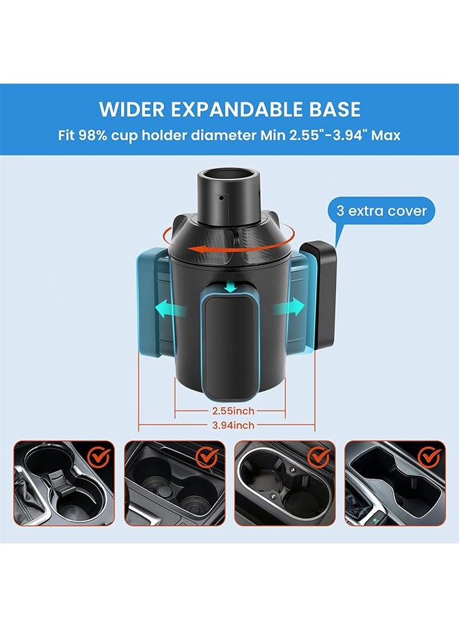 Cup Holder Expander for Car with Adjustable Holder & Base, Compatible with 10 to 64 oz Yeti Ramblers, Stanley, Hydro Flask, Nalgene, Hold 2.9" to 5.5" Large Bottles Mugs Food Drink, Car Cup Holder - Image 4
