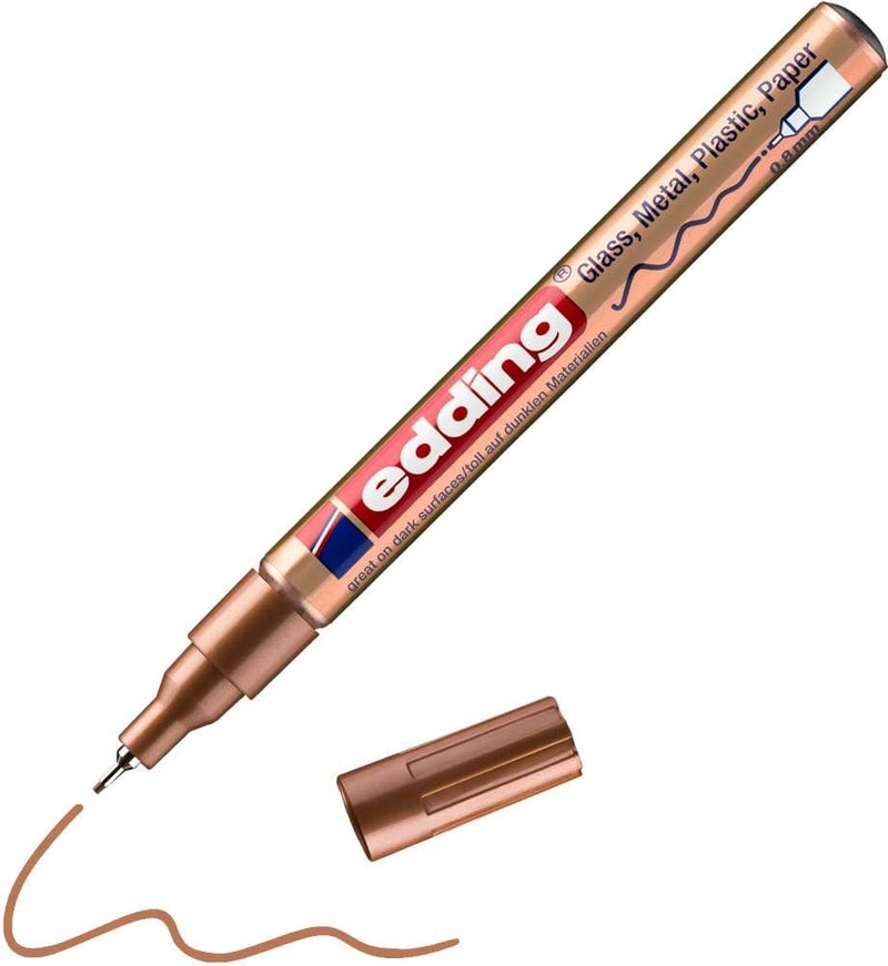 Edding 780 Copper Gloss Paint Marker - Extra Fine Tip for Glass, Metal, Plastic, and Paper - Image 1