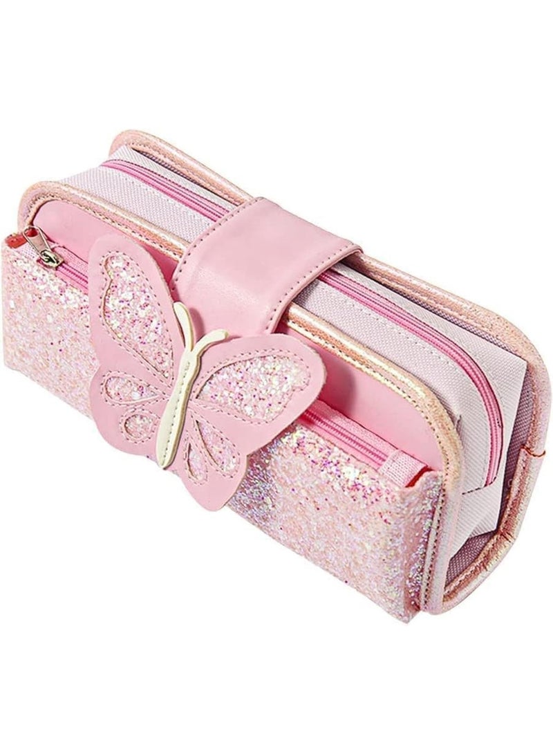 حقيبة قلم كبيرة السعة، حقيبة قلم من القماش القماشي، حقيبة قلم قابلة للعكس مع قطع من اللؤلؤ، حقيبة لتخزين الأدوات المدرسية متعددة الاستخدامات، مقاومة للاتساخ، مناسبة للطلاب والفتيات والمراهقين والبالغين، باللون الوردي. - Image 4