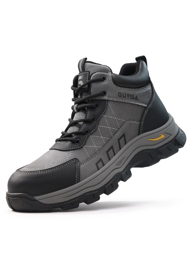 Men's steel-toe safety shoes, lightweight and comfortable, puncture-proof and slip-resistant, wear-resistant and durable, comfortable for long periods of standing, lightweight and breathable, work shoes that can also be worn as fashionable athletic shoes. - Image 1