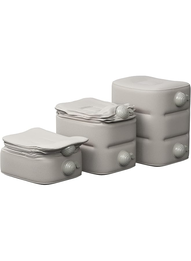 إيروريكس مسند قدم قابل للنفخ لمقعد السيارة للطائرة مسند قدم للأطفال سرير طائرة للأطفال الصغار وسادة مسند قدم للطائرة قابلة للنفخ مسند قدم يخفف التورم بأزرار نفخ مدمجة باللون الرمادي - Image 1