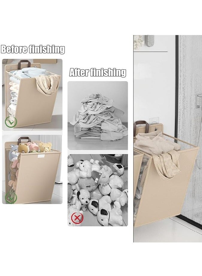 general Square laundry basket with lid, wall-mounted laundry basket multifunctional bathroom foldable laundry box, suitable for apartments, dormitories - Image 2