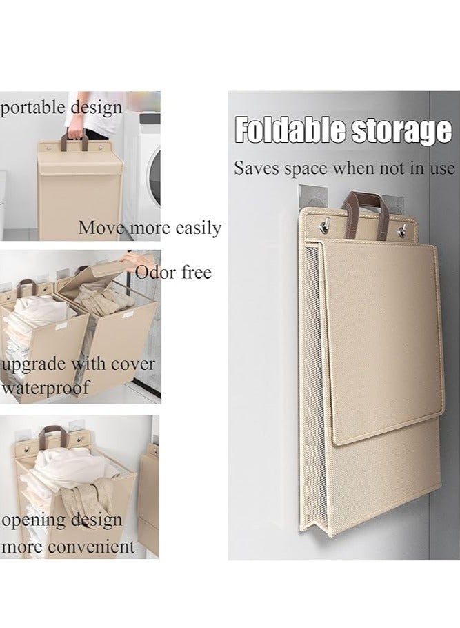 general Square laundry basket with lid, wall-mounted laundry basket multifunctional bathroom foldable laundry box, suitable for apartments, dormitories - Image 4