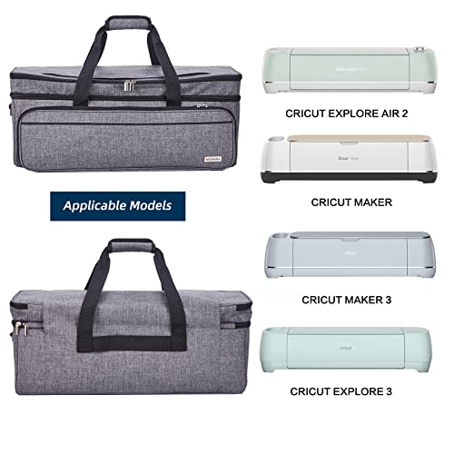 NICOGENA Double Layer Carrying Case with Mat Pocket for Cricut Maker 3, Explore 3, Multi Large Front Compartments for Tools, Accessories and Supplies, Grey - Image 5