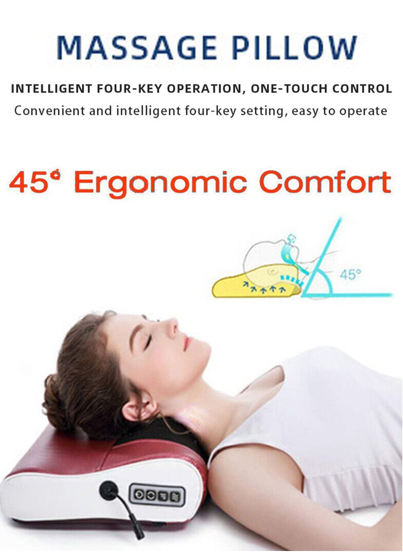 R.VIHAN - 8 Roller Neck And Shoulder Massage Electric Pillow Massager Machine Back Cervical Relaxation Cushion Warm Heating Kneading Deep Tissue Therapy Body Spine Calf Thigh Leg Foot Muscle Pain Relief Shiatsu - Image 1