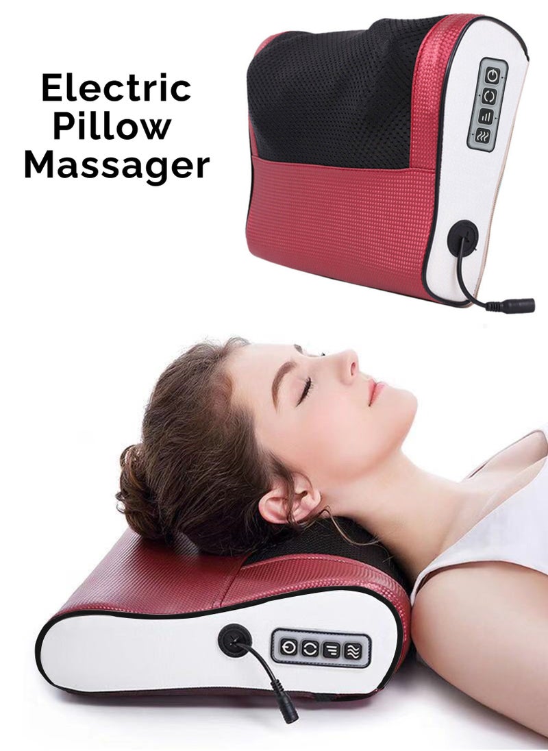 R.VIHAN - 8 Roller Neck And Shoulder Massage Electric Pillow Massager Machine Back Cervical Relaxation Cushion Warm Heating Kneading Deep Tissue Therapy Body Spine Calf Thigh Leg Foot Muscle Pain Relief Shiatsu - Image 1