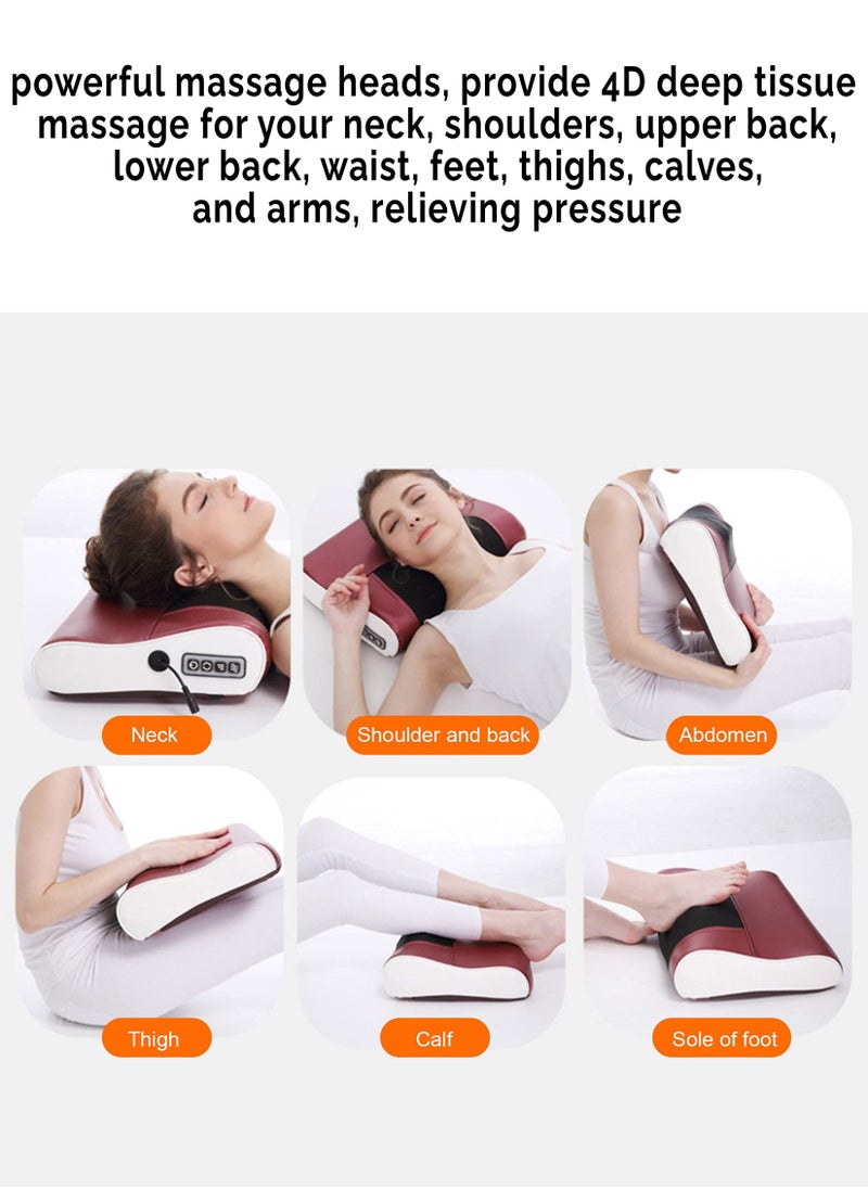 R.VIHAN - 8 Roller Neck And Shoulder Massage Electric Pillow Massager Machine Back Cervical Relaxation Cushion Warm Heating Kneading Deep Tissue Therapy Body Spine Calf Thigh Leg Foot Muscle Pain Relief Shiatsu - Image 1