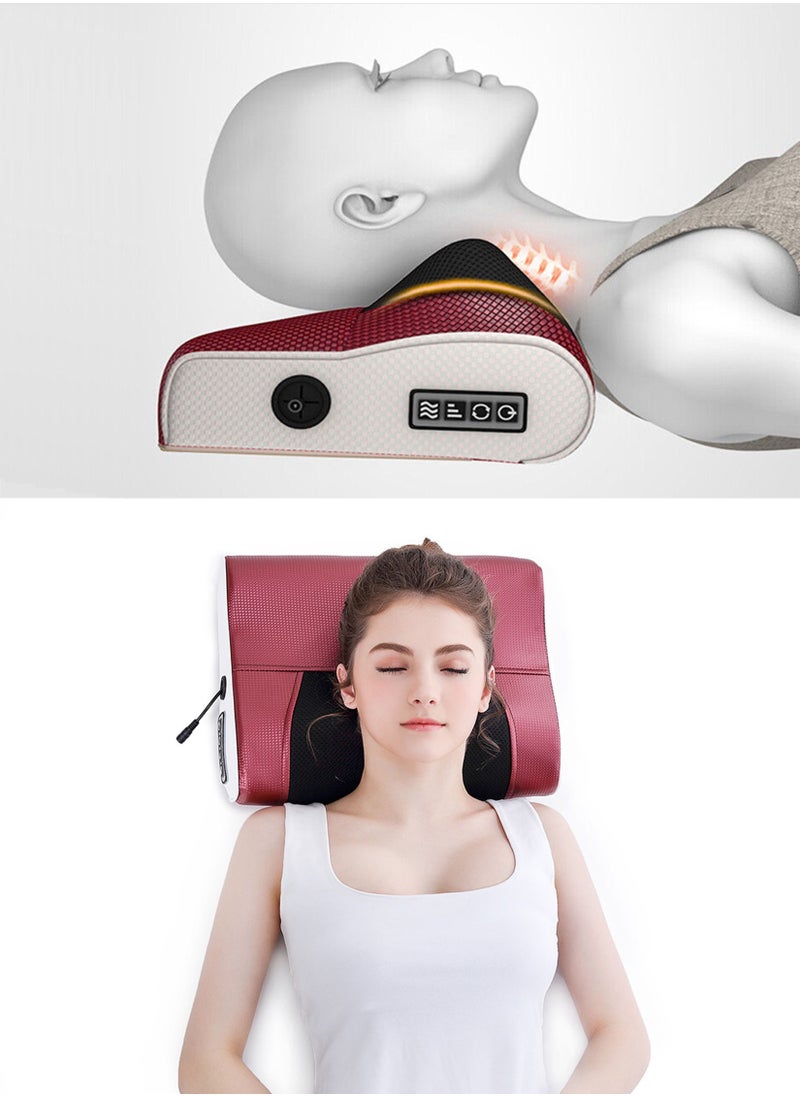 R.VIHAN - 8 Roller Neck And Shoulder Massage Electric Pillow Massager Machine Back Cervical Relaxation Cushion Warm Heating Kneading Deep Tissue Therapy Body Spine Calf Thigh Leg Foot Muscle Pain Relief Shiatsu - Image 1