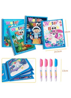 Generic 4 Pack Cartoon Water Coloring Magic Book With Water Pen, Water Coloring Magic Book Toddlers Kids Reusable Painting Unicorn Animal Cartoon Coloring Book Boys Girls Educational Learning Toys Gifts  - Image 4