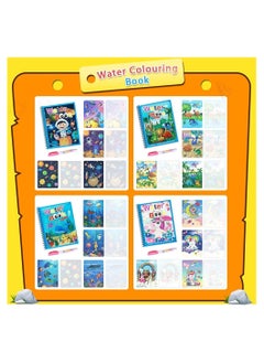 Generic 4 Pack Cartoon Water Coloring Magic Book With Water Pen, Water Coloring Magic Book Toddlers Kids Reusable Painting Unicorn Animal Cartoon Coloring Book Boys Girls Educational Learning Toys Gifts  - Image 5
