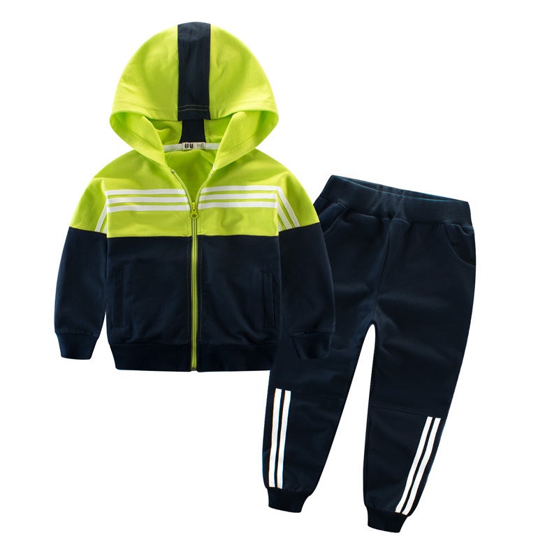 2024 Autumn Kids Set Korean-style Sporty Outfit DT3710 noble blue fluorescent green 