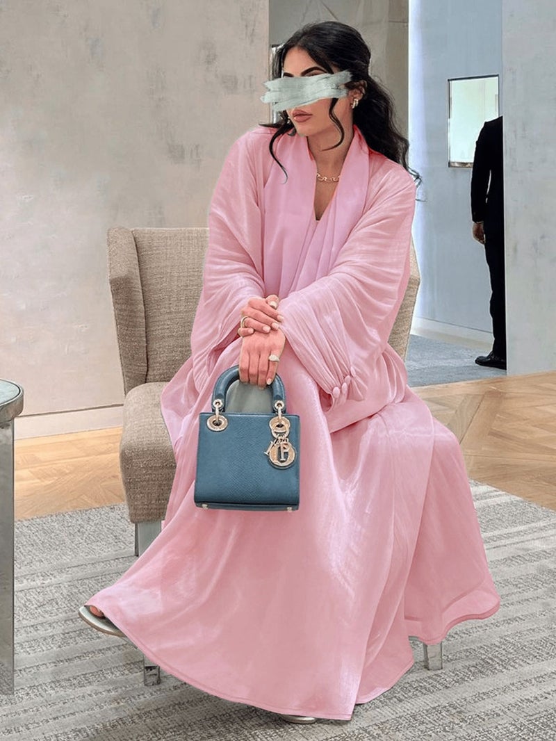 LN098 Plus Size Satin Cardigan with Lantern Sleeves - Flowing Elegant Loose Fit, Multiple Colors, Versatile Daily Outerwear