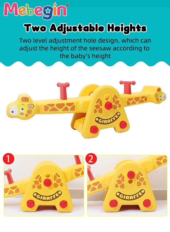 MEBEGIN Kids Seesaw with Sturdy Construction and Tripod Base, Teeter Totter with Easy-Grip Handles, Fun Play Equipment for 2 Players, Indoor or Outdoor Rocker Toy, Parent-child Game Toys, 133*30*58cm - Image 4