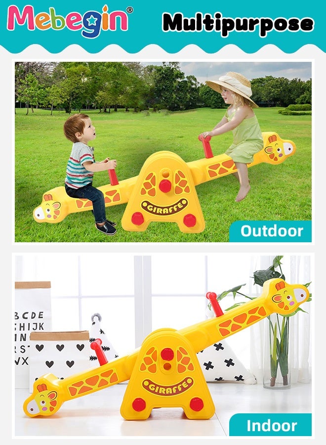 MEBEGIN Kids Seesaw with Sturdy Construction and Tripod Base, Teeter Totter with Easy-Grip Handles, Fun Play Equipment for 2 Players, Indoor or Outdoor Rocker Toy, Parent-child Game Toys, 133*30*58cm - Image 5
