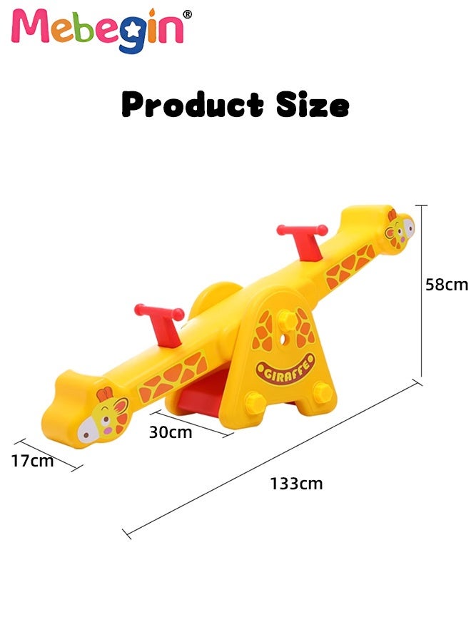 MEBEGIN Kids Seesaw with Sturdy Construction and Tripod Base, Teeter Totter with Easy-Grip Handles, Fun Play Equipment for 2 Players, Indoor or Outdoor Rocker Toy, Parent-child Game Toys, 133*30*58cm - Image 1