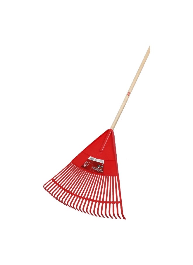 ACE - Ribbed Construction Sturdy Plastic Leaf Rake Red and Beige 65 Inch CY26B - Image 1