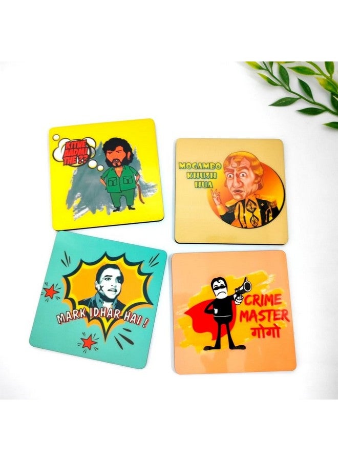 YEY Tea Coaster Set Bollywood Funny Villains Printed, Mdf Wood Material Coasters For Home And Kitchen, Office Table, Dining Table, Home Decor (3.5X3.5 Inches, Set Of 4) - Image 5
