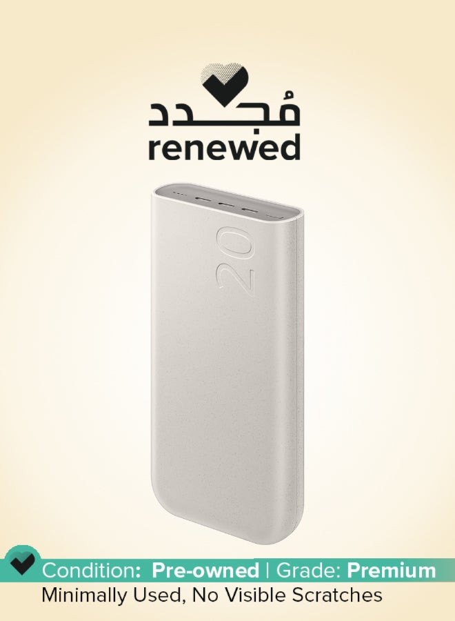 Samsung Renewed - Samsung Galaxy 20000mAh Power Bank, Wired Battery Pack, Gray white - Image 1