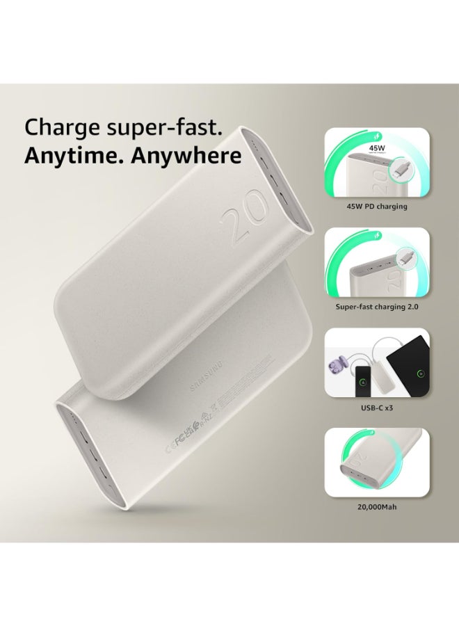 Samsung Renewed - Samsung Galaxy 20000mAh Power Bank, Wired Battery Pack, Gray white - Image 2