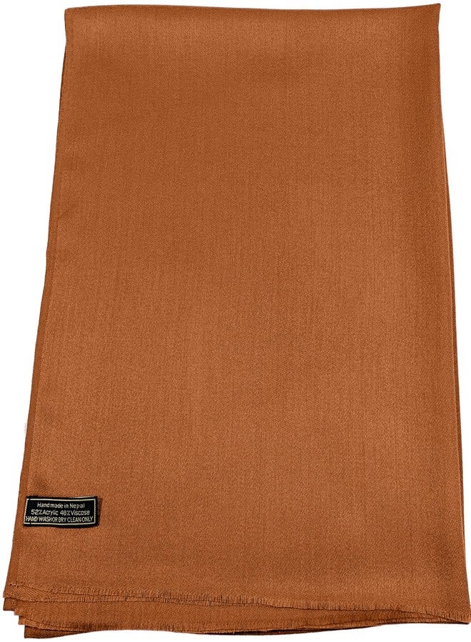 CJ Apparel Burnt Orange Solid Color Fringe Design Nepalese Shawl Seconds Scarf Wrap Stole Throw Head Wrap Pashmina Gift Hand Made in Nepal New - Image 5