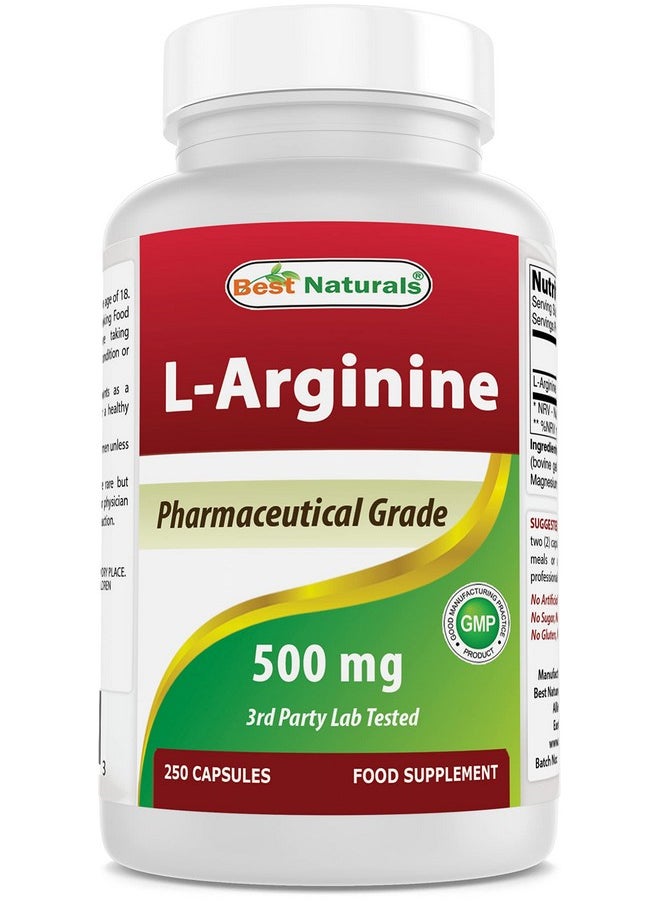 Best Naturals L-Arginine 500mg 250 Capsules - Pharmaceutical Grade L Arginine supplement promotes nitric oxide synthesis - pzsku/ZFBF09731D43B1050D43EZ/45/_/1739863644/3d867b52-0fe5-465f-a734-87171723b8b5