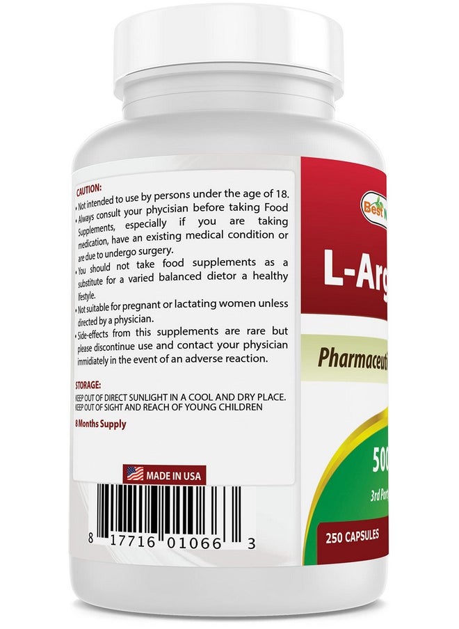 Best Naturals L-Arginine 500mg 250 Capsules - Pharmaceutical Grade L Arginine supplement promotes nitric oxide synthesis - pzsku/ZFBF09731D43B1050D43EZ/45/_/1739863645/8ad870cf-3ea2-4910-a0f8-6659d7a97d4e