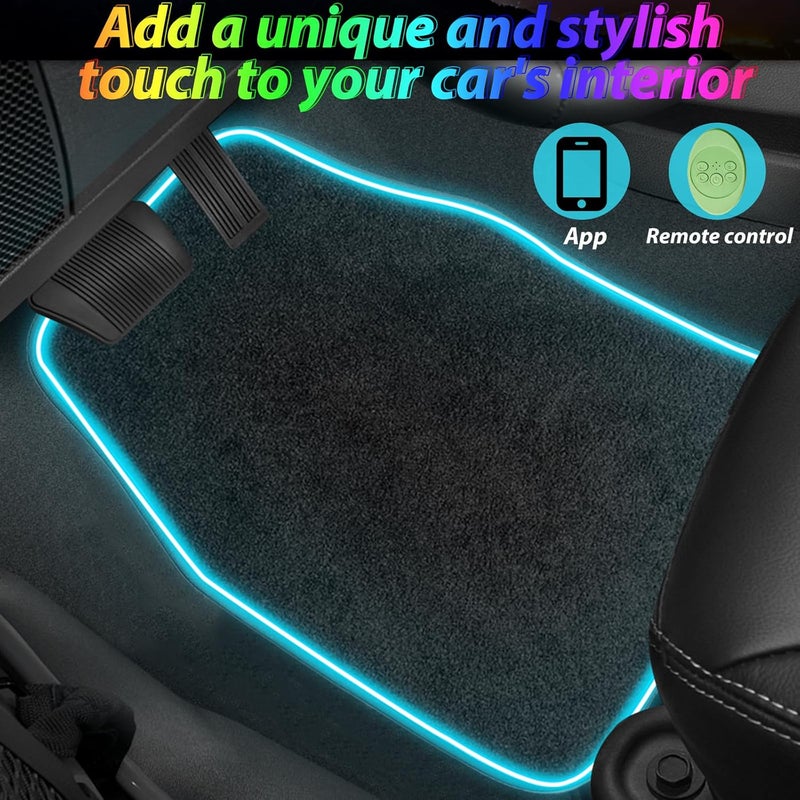 Fimker Soft Car Floor Mats with LED Strip Light - App Controlled RGB Interior Car Lights - Image 5